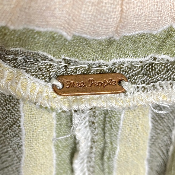 Free People Jones Beach Wide Leg Striped Trousers Pants Cotton Size Medium - Picture 6 of 9